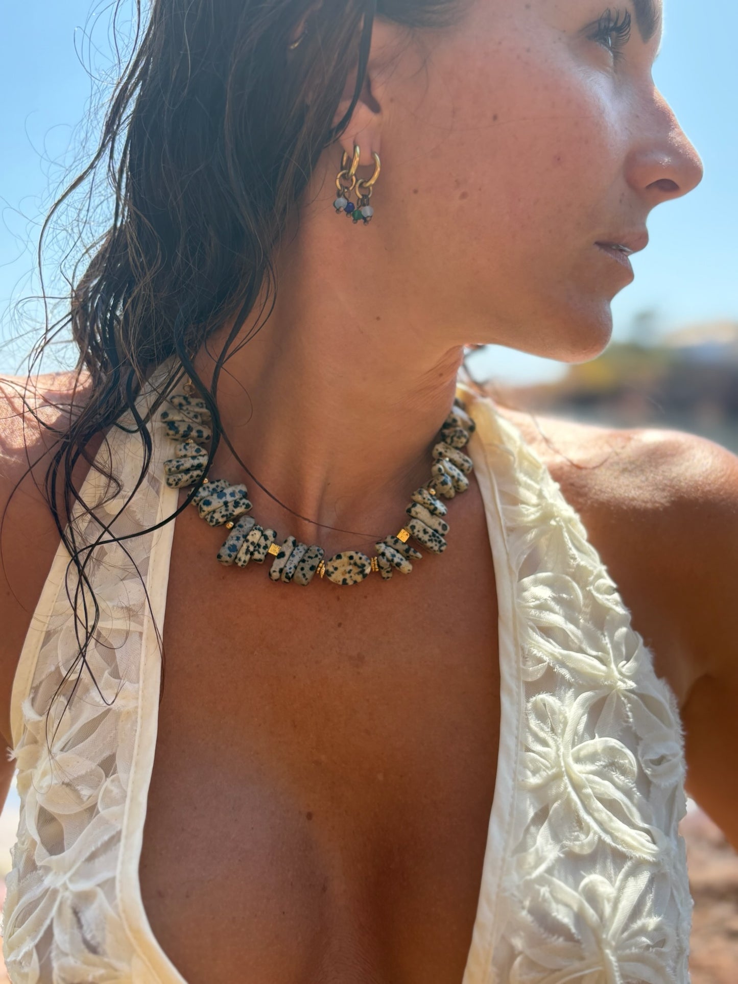 🖤 Collier Terre Sauvage — Jaspe dalmatien