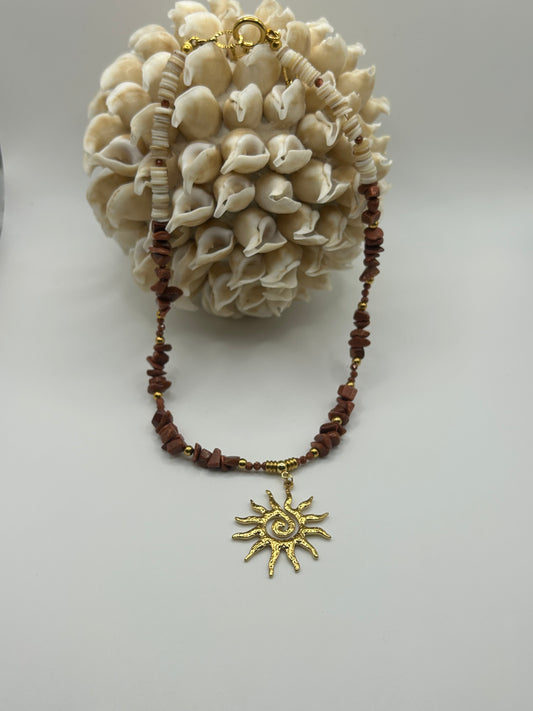 Collier en Pierre de Soleil avec Soleil Central – Éclat & Vitalité Solaire