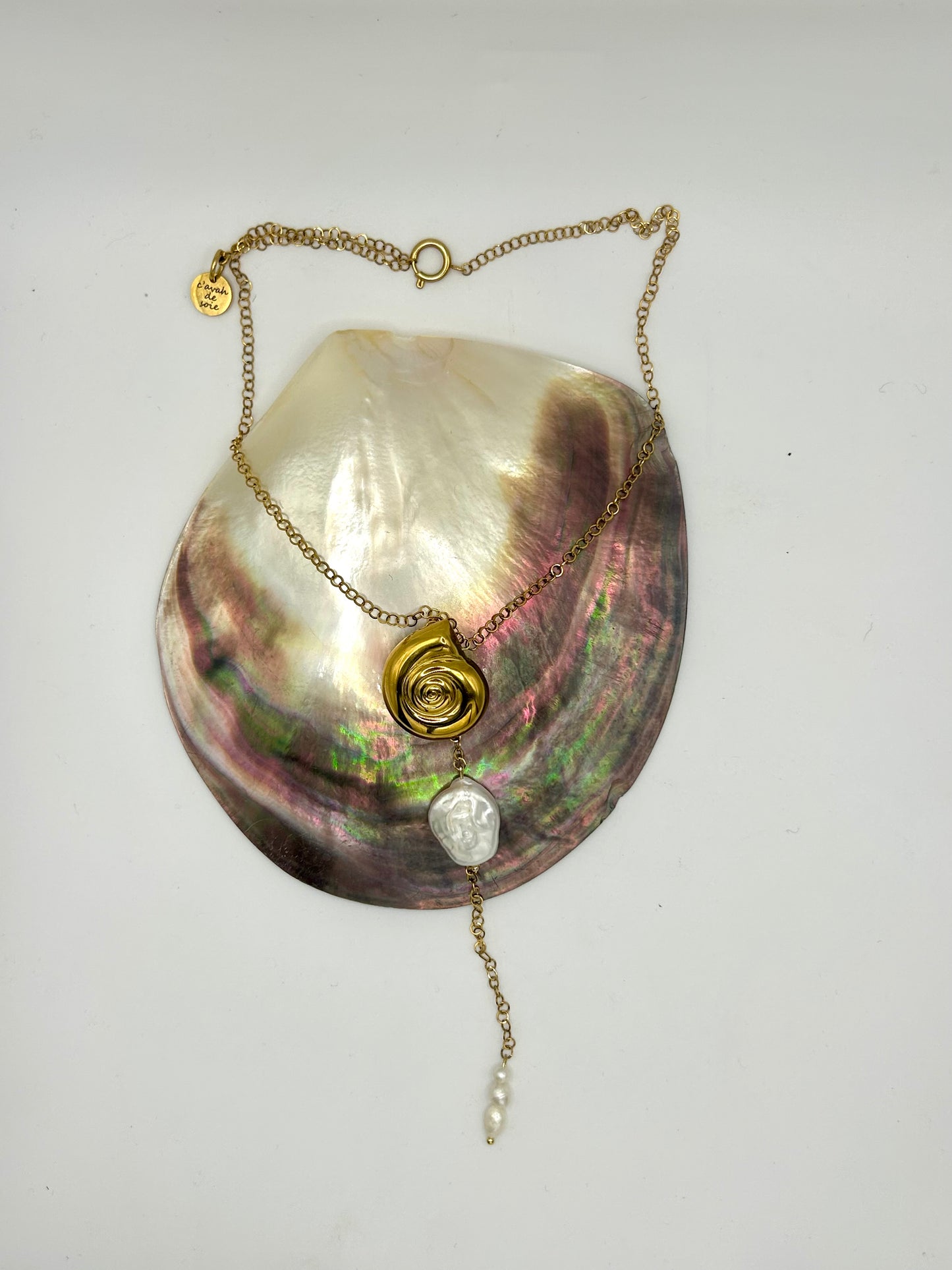 ✨ Collier Éclat Spirale – Bijou réversible en acier inoxydable doré
