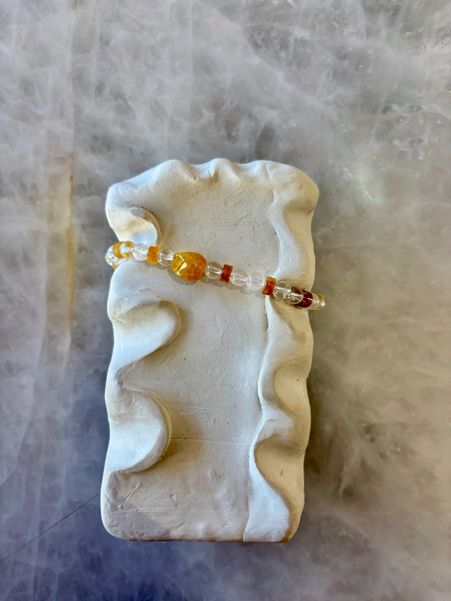 Bracelet Éclat Soleil – Quartz Blanc & Agate Jaune