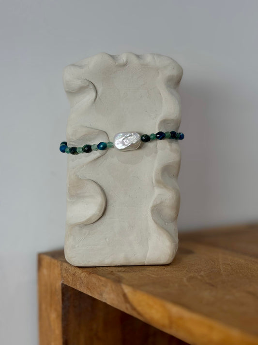 Bracelet Harmonie Céleste – Lapis-Lazuli, Aventurine & Perle de Culture