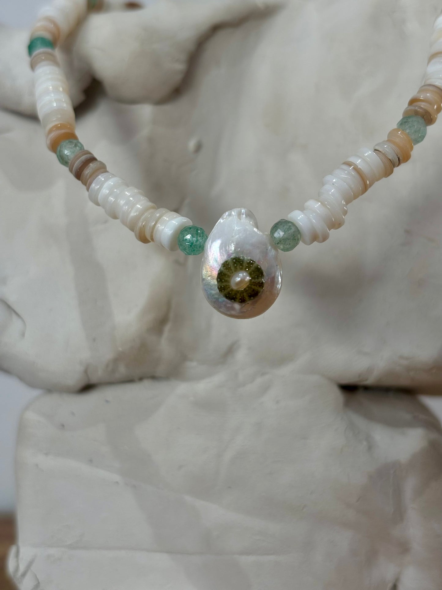 Collier Trésor Marin – Perle, oursin & aventurine