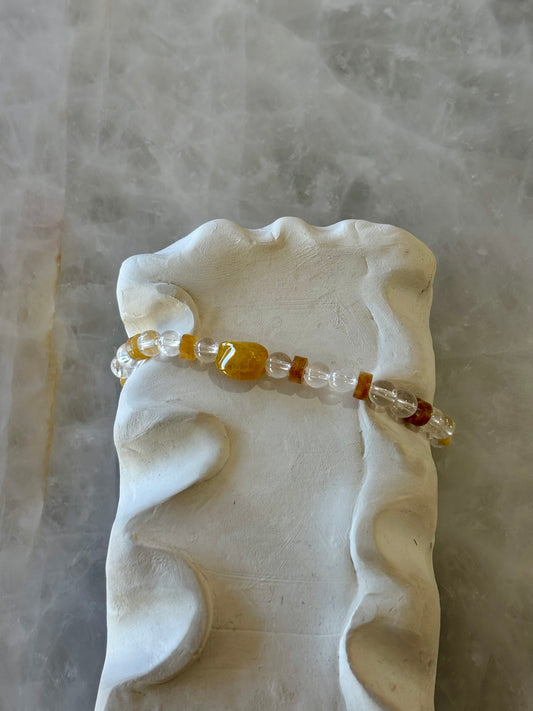 Bracelet Éclat Soleil – Quartz Blanc & Agate Jaune