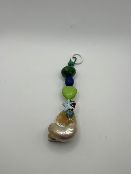 Bracelet ou chaîne de cheville en acier inoxydable avec coquillage central, bijou style bohème plage été