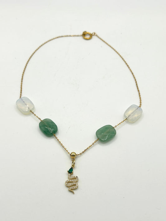 Collier en serpent kambala avec Pierre, Aventurine et opale