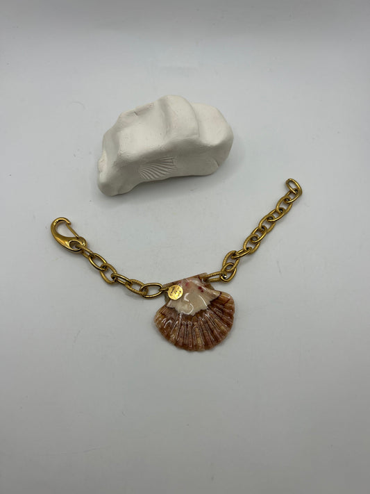 Bracelet ou chaîne de cheville en acier inoxydable avec coquillage central, bijou style bohème plage été