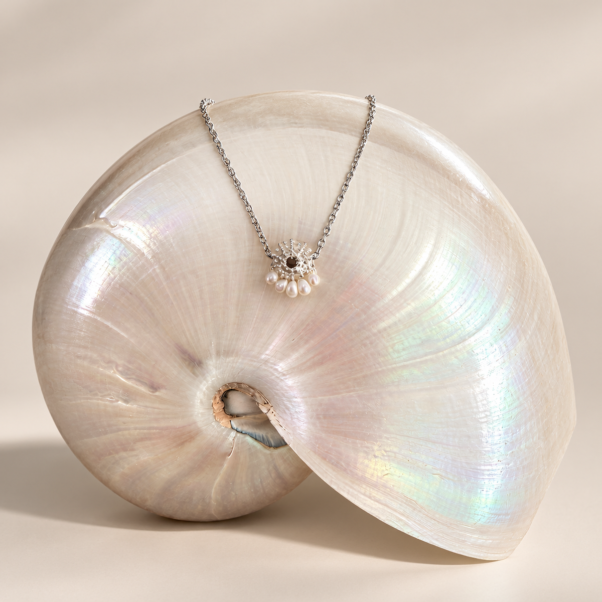 collier oursin argent perle de culture 