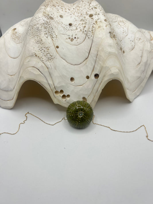 Collier oursin C’avah de Soie sublimé par un zirconium bleu lumineux, évoquant les profondeurs marines. Un bijou unique, élégant et captivant, entre nature brute et éclat raffiné.