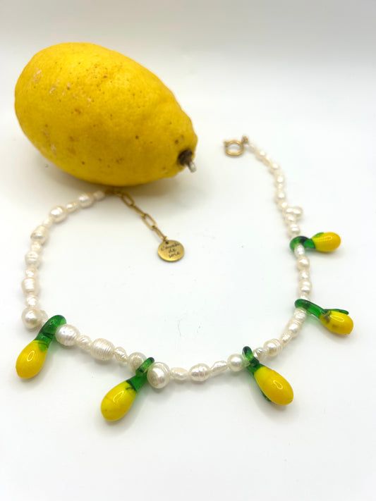 Collier, citron et perles de culture, la dolce