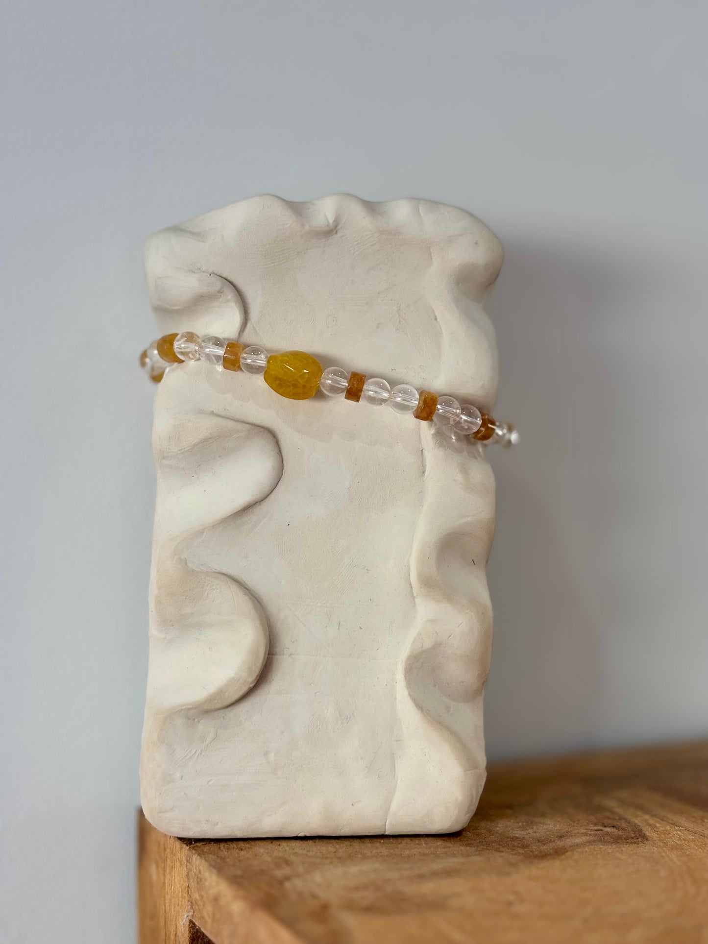 bracelet en quartz blanc et Agathe jaune 