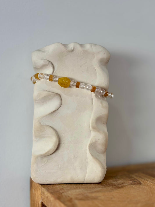 bracelet en quartz blanc et Agathe jaune 