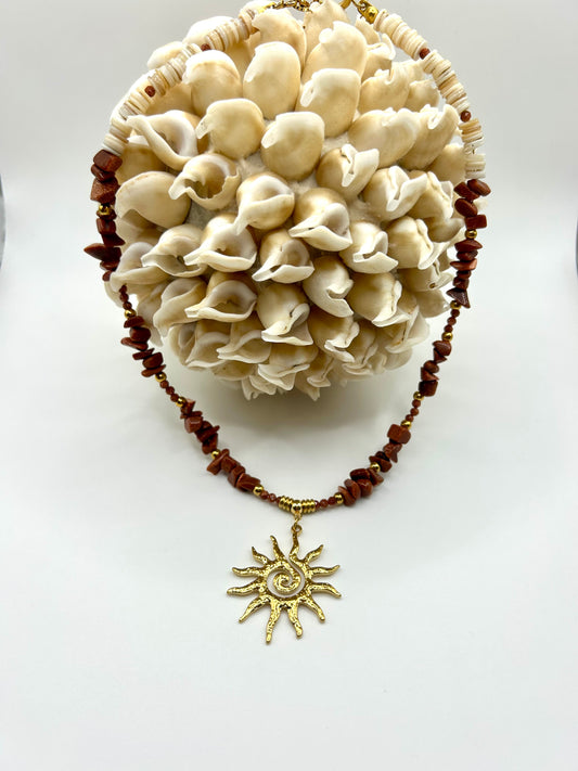 Collier en Pierre de Soleil avec Soleil Central – Éclat & Vitalité Solaire